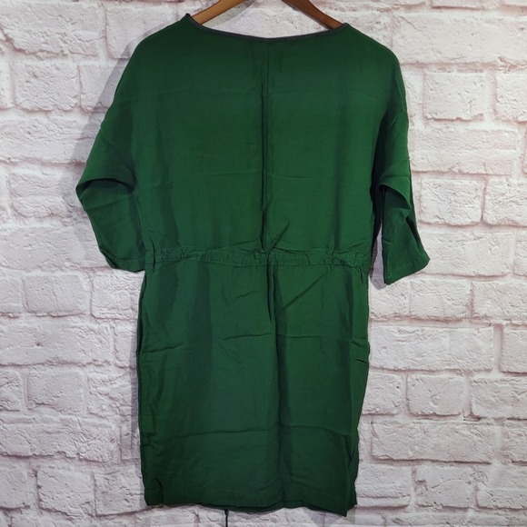 Zara Emerald Green Half Sleeve Drawstring Waist Casual Dress - Picture 8 of 12
